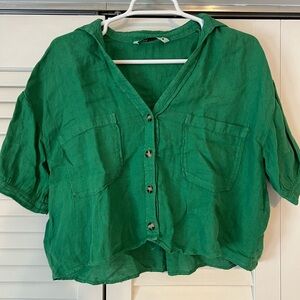 ZARA green button up!